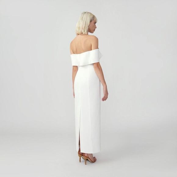 Fame & Partners Cream Off The Shoulder Column Maxi Dress Size 2 Cocktail Formal - Picture 13 of 13
